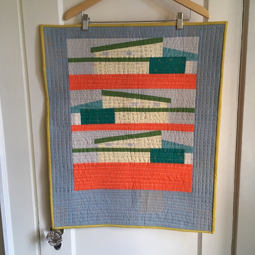Quilted midcentury house wall hanging